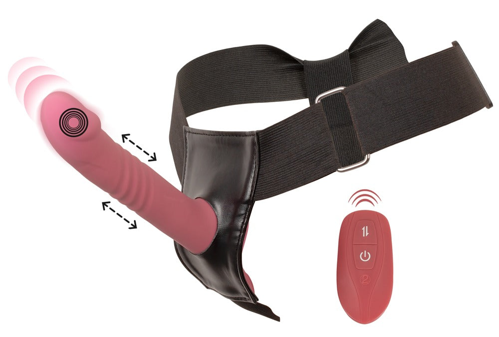 You2Toys Strap-On Set 4 Komplettansicht mit Harness Stoßvibrator und Fernbedienung