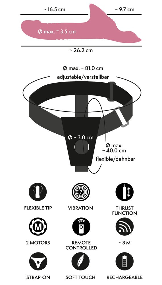 Produktübersicht des You2Toys Strap-On Set 4 mit Funktionen und Details
