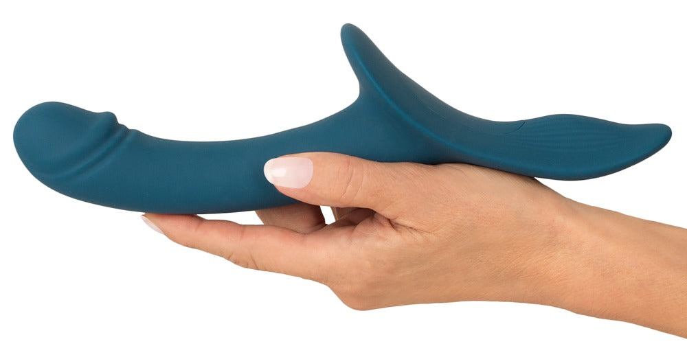 Flexibler Strap-on Vibrator in Anwendung dargestellt