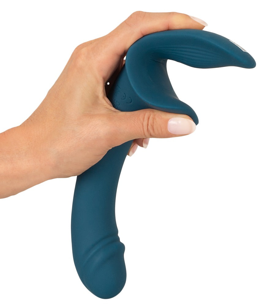 Silikon Vibrator in der Hand für Detaildarstellung