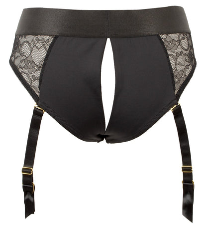 Strap-on Slip Rückansicht mit Cut-Out Design und Spitze