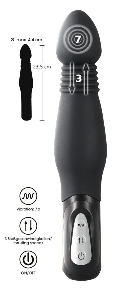 Komplettansicht des You2Toys Thrusting Anal Vibe mit Zubehör